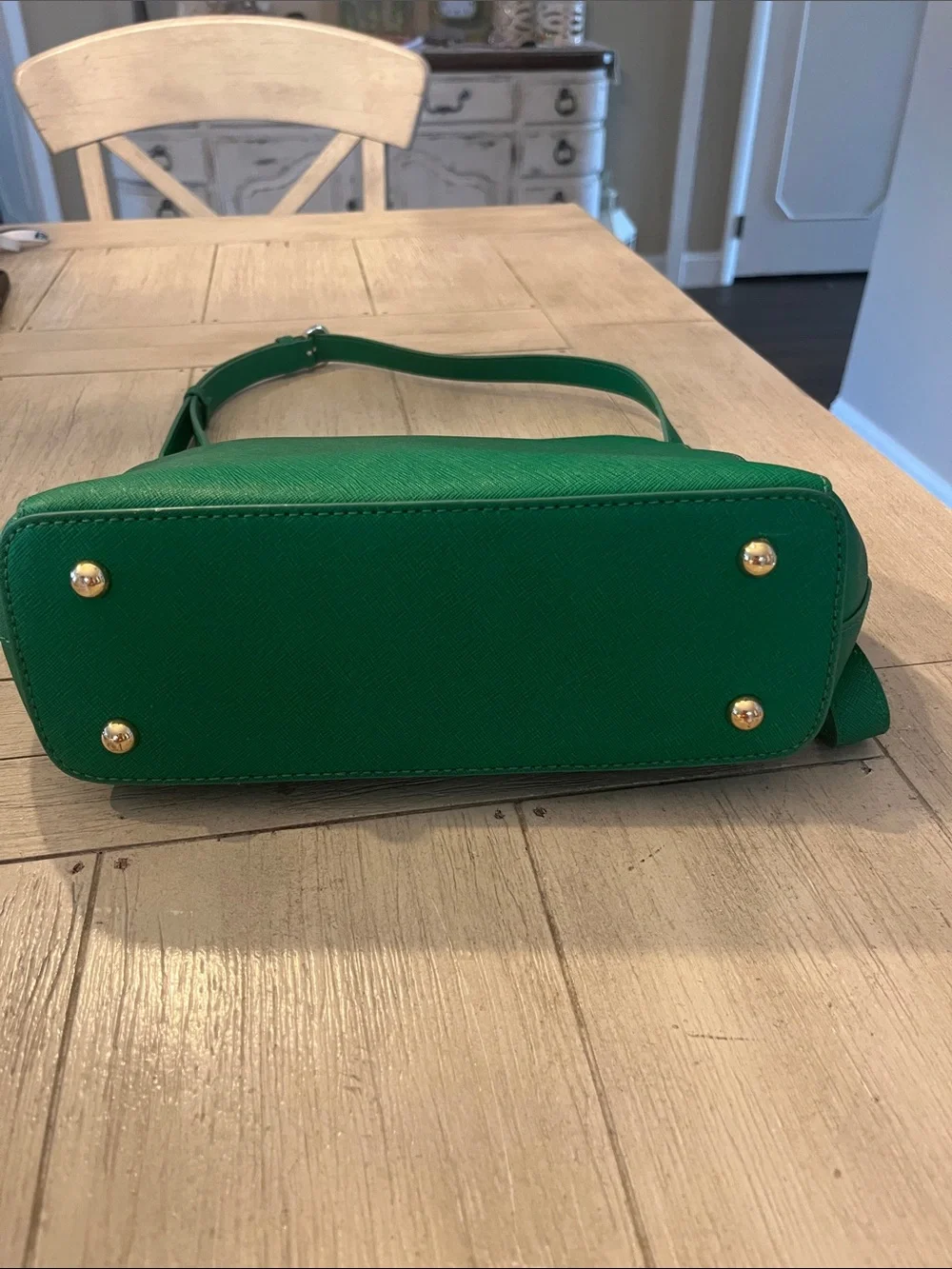 DKNY Emerald Green Saffiano Crossbody Bag with Gold Hardware